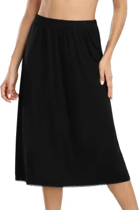 Vlazom Half Slips for Women Under Dress Long Half Slip Under Skirt with Lace Trim Size S-XXL