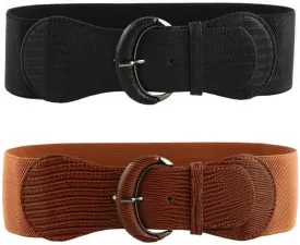 VOCHIC 2pcs Stretch Wide Belt for Women Elastic Thick Waist Belt for Dress