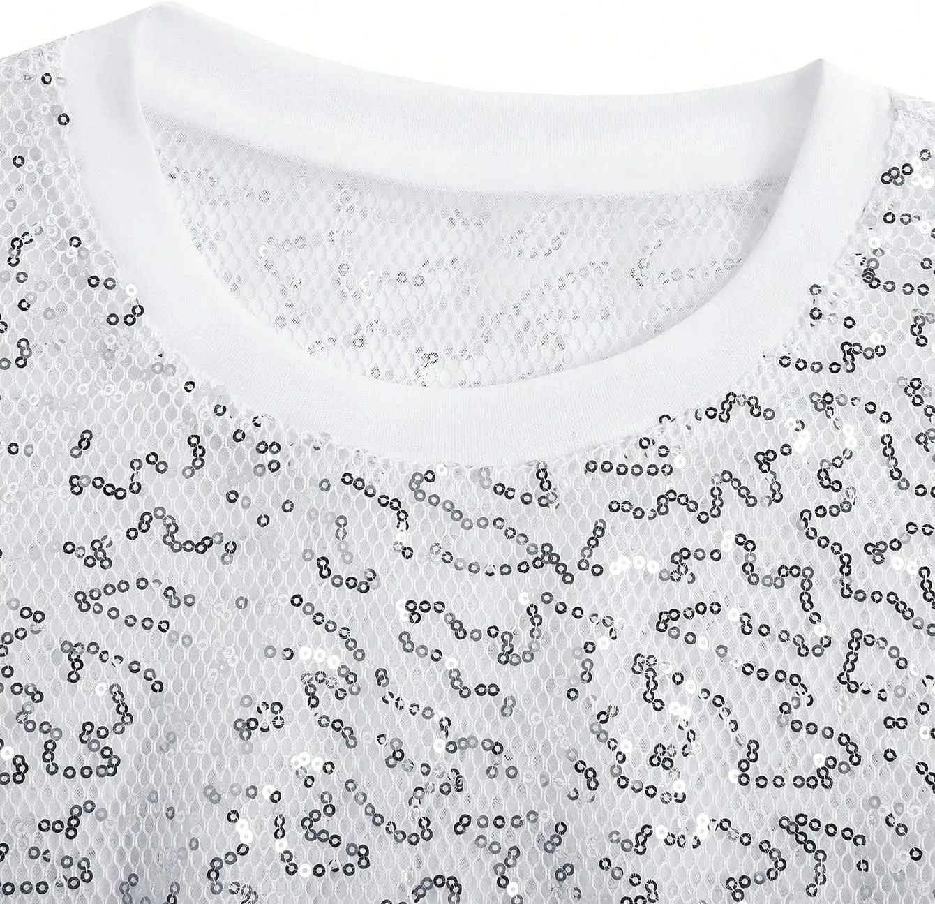 WDIRARA Men's Fishnet Mesh Tee Shirt Round Neck Short Sleeve Crop Top