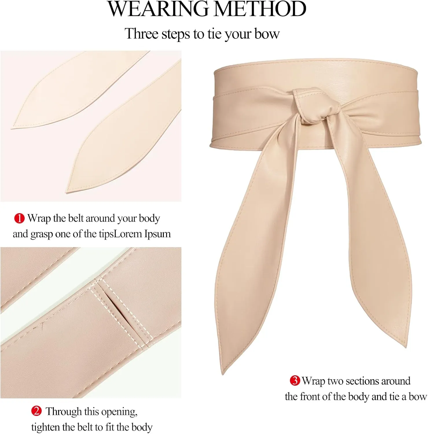 Women Obi Belt Wide Cinch Belt Soft PU Leather Tie Up Wrap Around Waist Belt Knotted Waistband Corset Belt For Dress