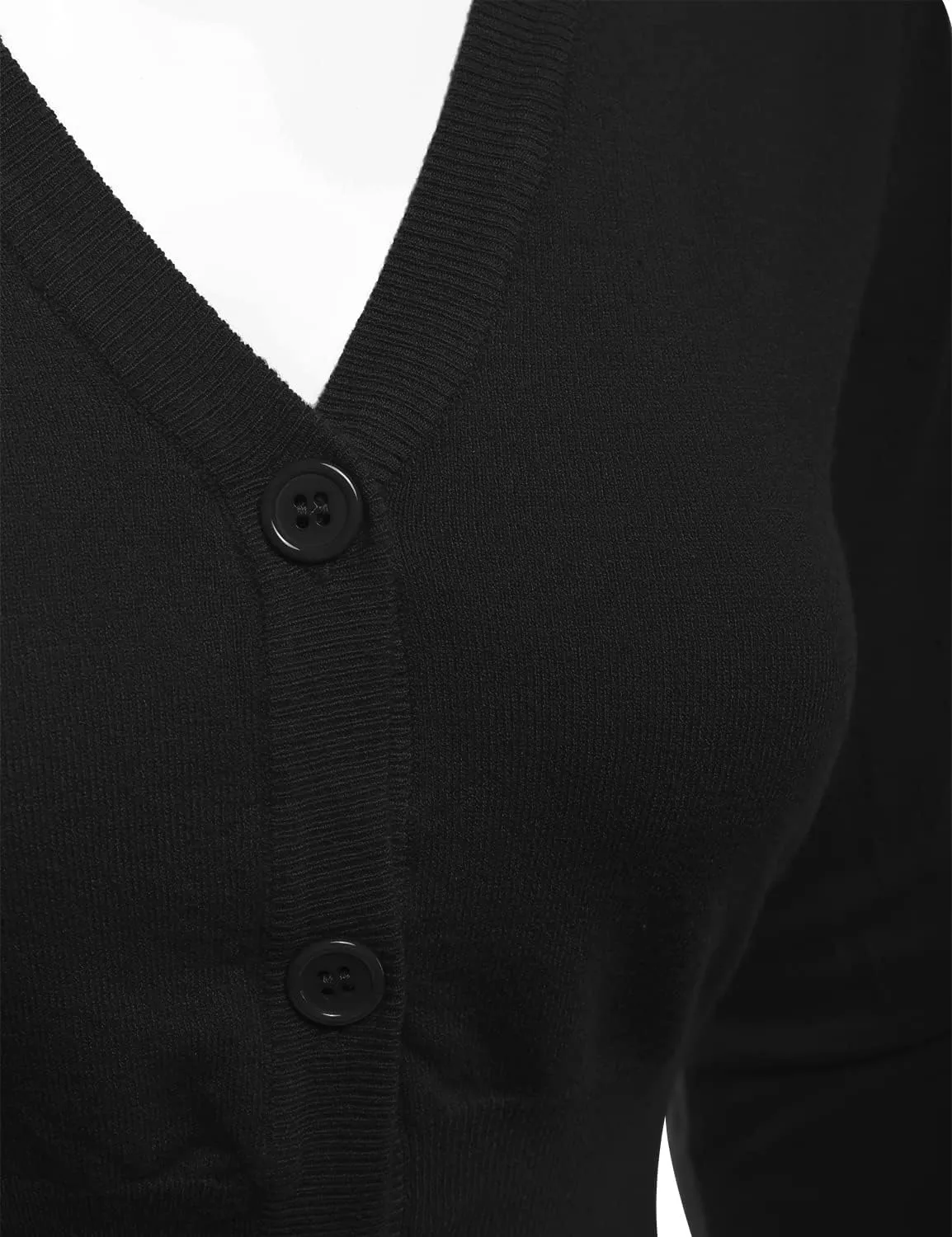 Women's 3/4 Sleeve Soft Open Front Cropped Sweater Cardigan (S-XXL)