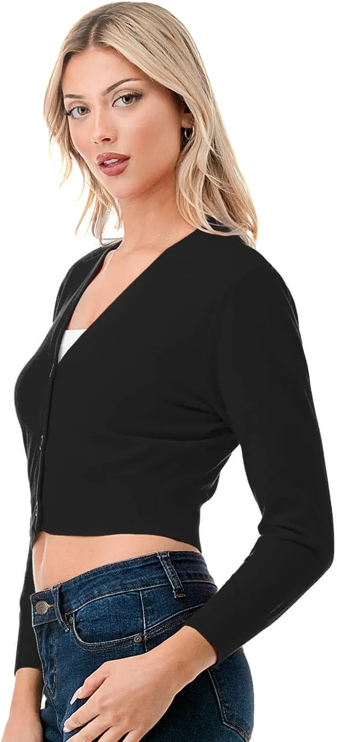 Women's 3/4 Sleeve Soft Open Front Cropped Sweater Cardigan (S-XXL)
