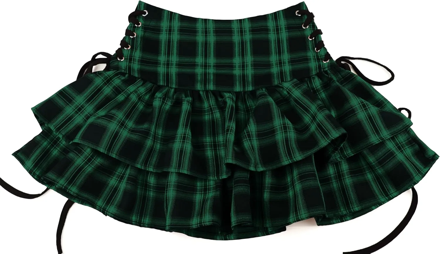 Womens Gothic Skirt Y2k 2000s Girl Mall Goth Punk Skirts High Waist Lace-Up Ruffle Fairy Grunge Mini Skirts
