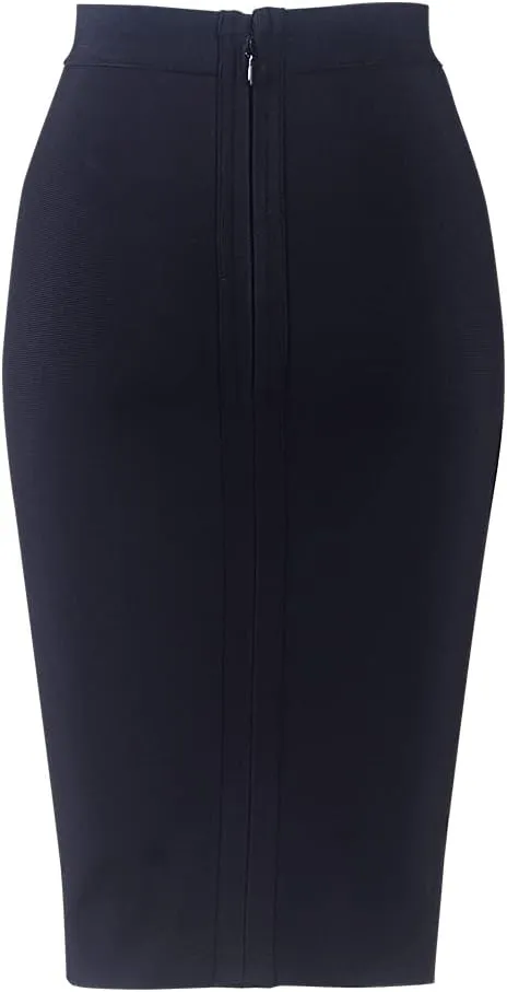 Women's High Waist Knee Length Bodycon Office Pencil Skirt
