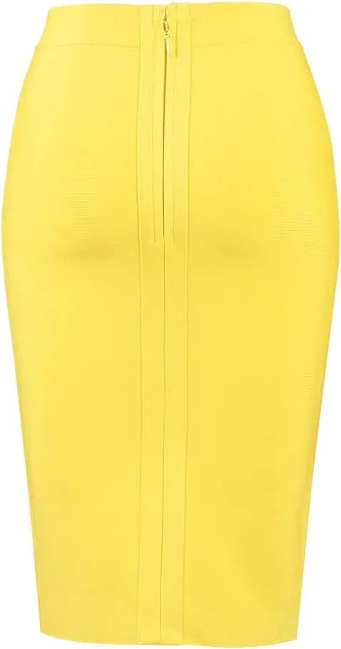 Women's High Waist Knee Length Bodycon Office Pencil Skirt