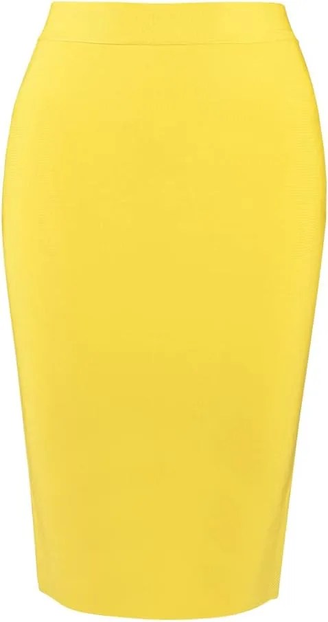 Women's High Waist Knee Length Bodycon Office Pencil Skirt